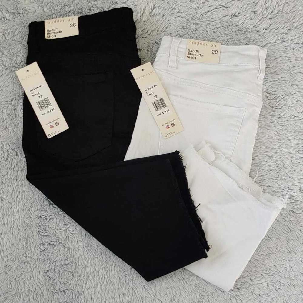 2 Madden Girl Bandit Bermuda Shorts Black & White Distressed Bundle NEW - Picture 12 of 13